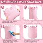 LemonRoad Round Woven Basket Pink - Image 3