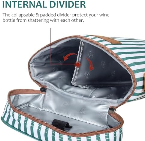 Tirrinia 2 Bottle Insulated Wine Tote Carrier Bag - Image 4