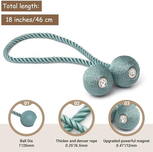 Hion Magnetic Curtain Tiebacks Blue 6pcs, Curtain Holdbacks Hooks Holders - Image 2