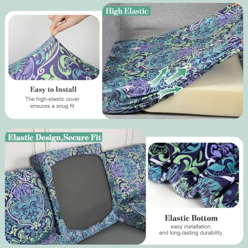 4Pcs Patio Cushion Covers Stretch Outdoor Furniture Protector Slipcovers - Image 5