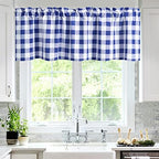 Hiasan Plaid Curtains Valances, Royal Blue and White, 52W x 18L, 1 Panel by Hiasan