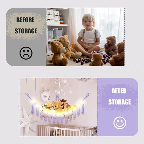 CERETIA Stuffed Animal Hammock Corner Plushie Net Storage, Jumbo Purple - Image 4