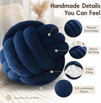 Petrella Navy Blue Knot Pillow Ball, 8 Inch Round Decorative Pillow - Image 4