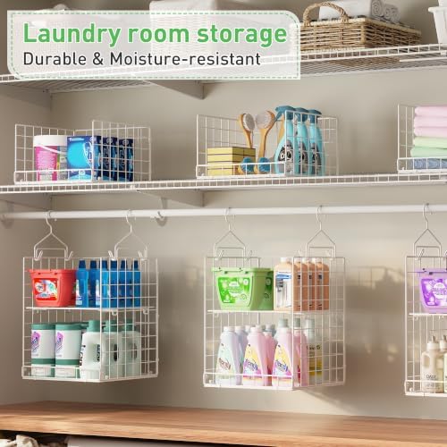 4-in-1 Hanging Closet Organizers and Storage, 4 Hooks 2 Adjustable Dividers - Image 5