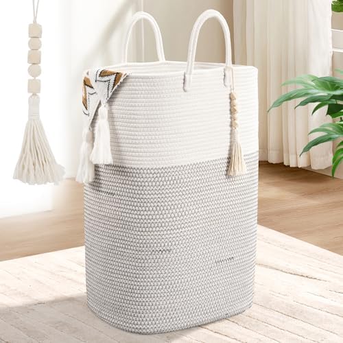 Woven Laundry Basket for Clothes, 65L Large Rectangle Laundry Hampers, Nursery by WENMER