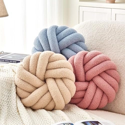 Uvvyui Knot Pillows, 14 Inch Decorative Throw Pillows Round Pillows Cushion - Image 3