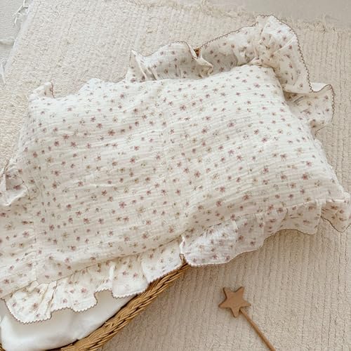 BuLuTu Muslin Cotton Pink Floral Pillow Cases King - Image 2