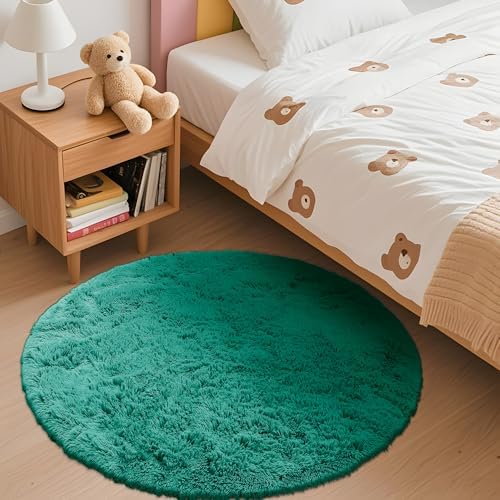 OLANLY Teal Green Round Rugs for Bedroom - Image 3