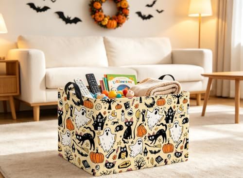 Rectangular Halloween Basket Trick or Treat Pumpkin Basket Cute Storage Bin - Image 4