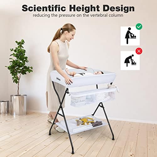 INFANS Baby Changing Table, Folding Diaper Station Portable Nursery Organizer - Image 4