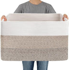 JMvicyroam 65L Large Woven Cotton Rope Blanket Basket by JMvicyroam