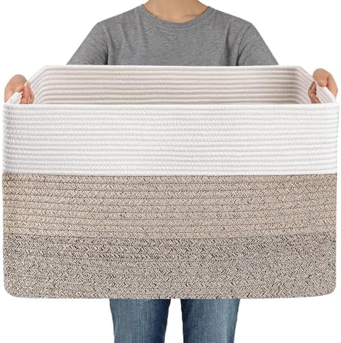 JMvicyroam 65L Large Woven Cotton Rope Blanket Basket by JMvicyroam