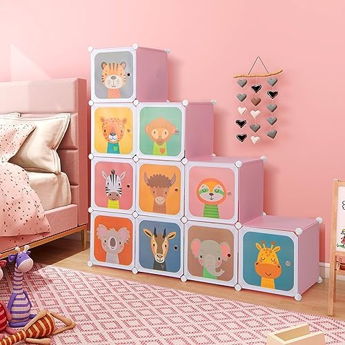 Costzon Kids Closet, Cartoon DIY Modular Dresser Storage Organizer - Image 2