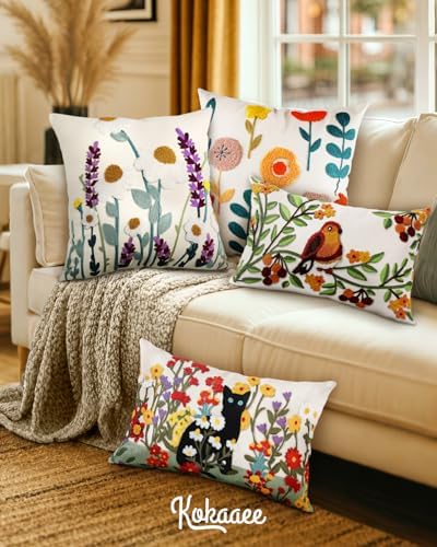 Embroidered Throw Pillow Cover, 20x20 Inch, Butterfly Moon - Image 6