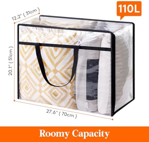 Lifewit 2 Pack Clear Clothes Storage Bags, 110L Plastic Blanket Storage Bag - Image 4