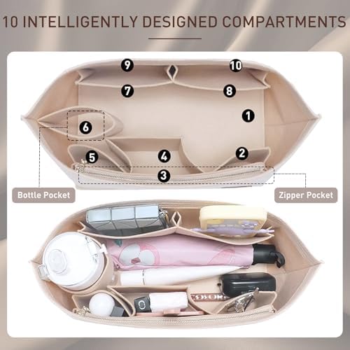 Doxo Purse Organizer Insert for Handbags & Base Shaper 2pc Set, Felt Neverfull - Image 4
