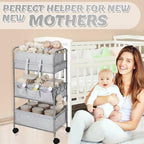 Yookeer 2in1 Baby Diaper Caddy Organizer Cart 3 Tier Large Capacity Metal - Image 5