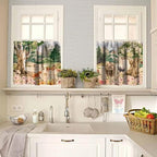 Forest Valance Curtain for Kitchen, Retro Mountain Forest Nature Tree Woodland - Image 2