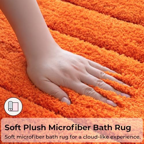 GRANNY SAYS Orange Bathroom Rug 20" x 32", Non-Slip Microfiber Bath Mat - Image 4