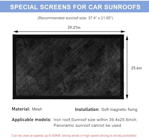 Car Window Shade, 25.6"×39.4" Breathable Mesh Magnetic Auto Sunroof Sunshade - Image 2