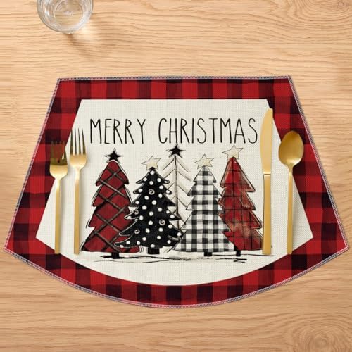 Artoid Mode Red Christmas Trees Wedge Shape Placemats - Image 2