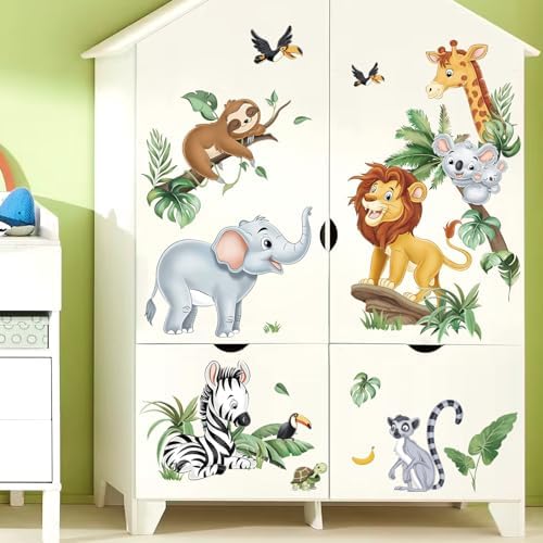 decalmile Jungle Animals Safari Elephant Lion Giraffe Wall Decals Stickers - Image 3