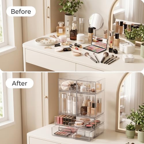 Clear Stackable Storage Drawers: Acrylic Organizer Bins 6 Pack - Image 6