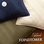 Foindtower Linen Solid Decorative Throw Pillow Covers 18x18 Inch Navy Blue - Image 4