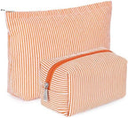 Huhumy 2 Pcs Makeup Bag Set for Women, Thin Stripe by Huhumy