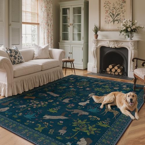 BESBLEE 9X12 Washable Area Rug for Living Room, Animal Non Slip by BESBLEE