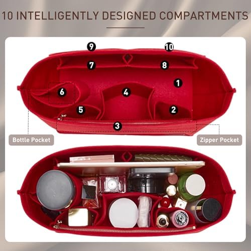 Doxo Purse Organizer Insert for Handbags & Base Shaper 2pc Set, Felt Neverfull - Image 4