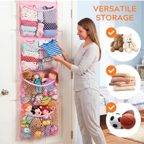 Over The Door Stuffed Animal Storage, Cotton Toy Organizer - Image 6
