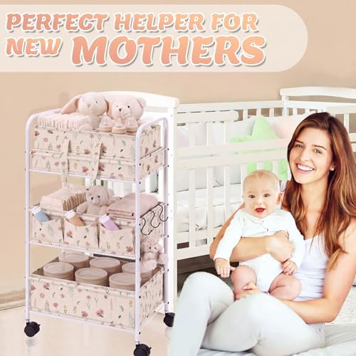 Yookeer 2in1 Baby Diaper Caddy Organizer Cart 3 Tier Large Capacity Metal - Image 5