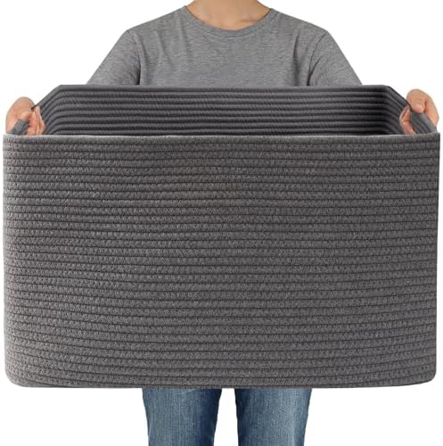 JMvicyroam 65L Large Woven Cotton Rope Blanket Basket by JMvicyroam