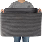 JMvicyroam 65L Large Woven Cotton Rope Blanket Basket by JMvicyroam