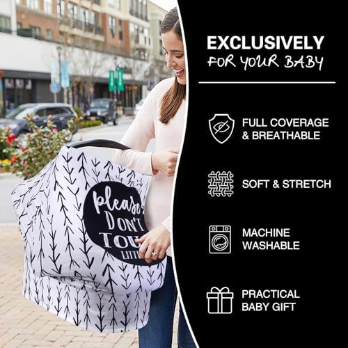Metplus Baby Car Seat Cover, No Touch Sign Carseat Canopy & Nursing Covers - Image 3