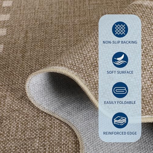 Garvee Scalloped Bow Rug Brown Washable Solid 4x6 Area Rugs - Image 6