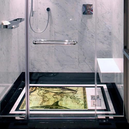 Shower Mat Non Slip 26.8 x 15.1 Inches, Vintage Fish Bathtub Mat Shower Stall - Image 6