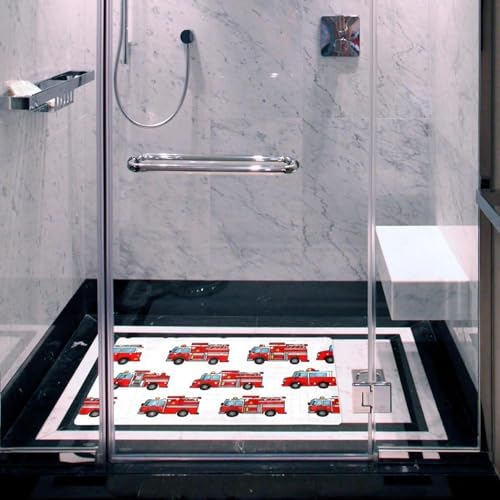 Shower Mat Non Slip 26.8 x 15.1 Inches, Fire Trucks Bathtub Mat Shower Stall - Image 5