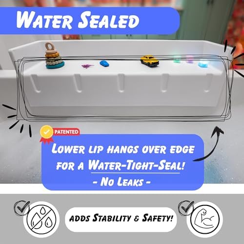 Tub Topper Kids Bathtub Splash Guard, Shelf & Toddler Bath Toy Tray - Image 4