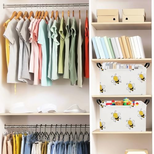 Rectangular Fabric Storage Bin, Foldable Bee print Basket - Image 4