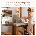 StorageWorks Scalloped Edge Wicker Basket, Seagrass Storage Baskets - Image 3