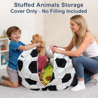 Lukeight Soccer Stuffed Animal Storage Bean Bag Chair Cover - Image 4