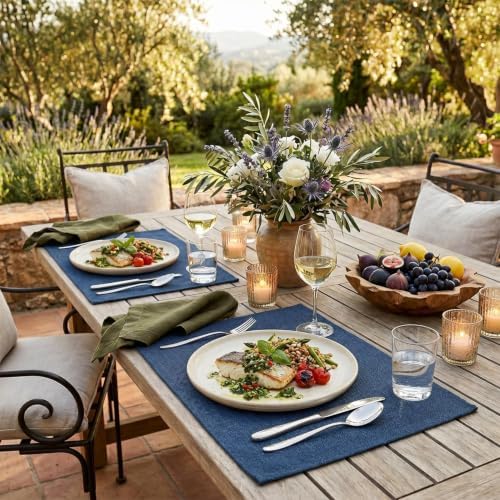 Artoid Mode Navy Blue Placemats Set of 4, 12x18 Inch Summer Washable Holiday - Image 6