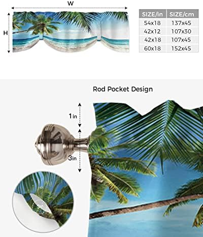 Vandarllin Palms Tree Ocean Blackout Tie Up Valance Curtains - Image 6