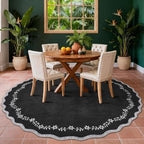 GarveeHome Large Round Rug 8ft Scalloped Washable Circle Living Room Rug by GarveeHome