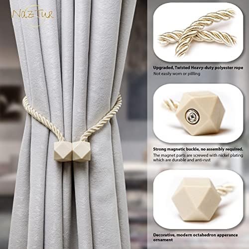 NazTur Magnetic Curtain Tiebacks, Curtain Ties, No-Drill Holdbacks - Image 2