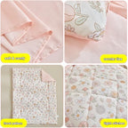 DuShow Floral 4 Piece Girls Toddler Bed Comforter Set Pink Flower Reversible - Image 6