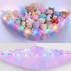Stuffed Animals Hammock with LED Light Toy Net Room Decor Corner Storage by UnicornCastle