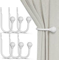 Hion Curtain Holdbacks White 6pcs, Curtain Tiebacks Wall Mounted Hooks by Hion
